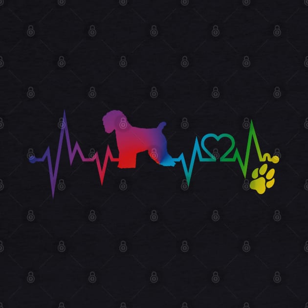 Soft coated wheaten Terrier Colorful Heartbeat, Heart & Dog Paw by kimoufaster
